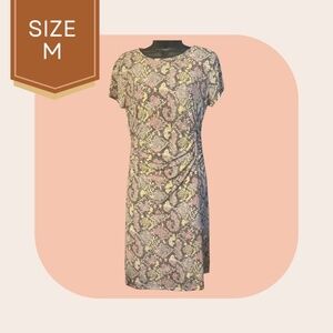 Nine West Women's Mesh Ruching Dress Sizes: MEDIUM Multi Color: Pink,Brown,Beige